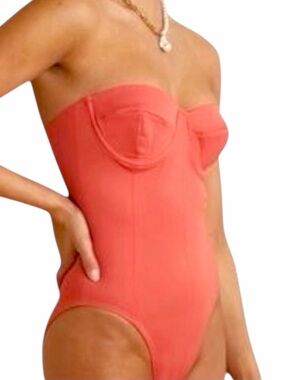 Norma Kamali NWT Corset Mio One Piece Swimsuit Papaya XS